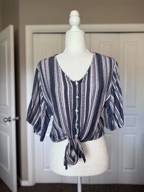 Tie Front Blouse with Butterfly Sleeves size Medium